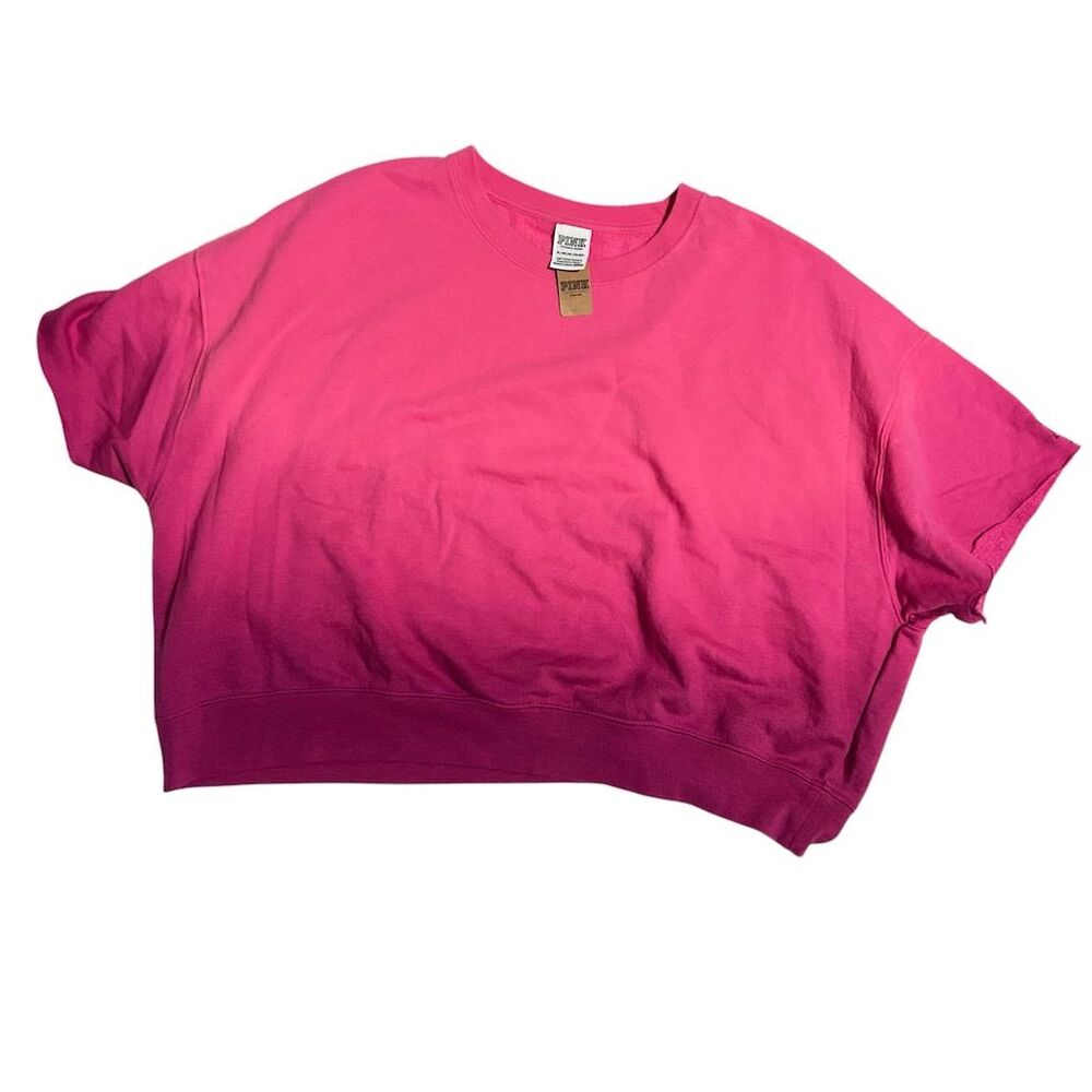 Victoria's Secret PINK XL Ombré Cropped Short Sleeve Sweatshirt